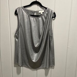 H by Halston Silver Draped Tank Top XL